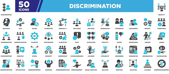 Discrimination Icon Set Blue Grey