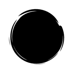 Black grunge round shape. Brush stroke frame element, frame for design. Vector isolated on white background.