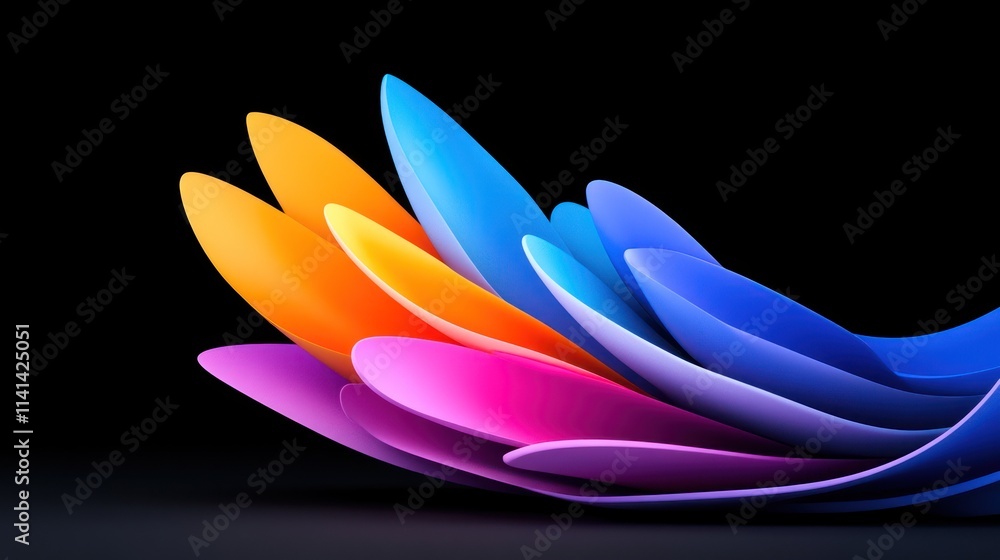 Poster colorful abstract shapes creating a dynamic visual flow.