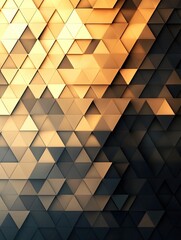 A geometric pattern of golden and dark triangles, creating a visually striking and modern design with layered textures.