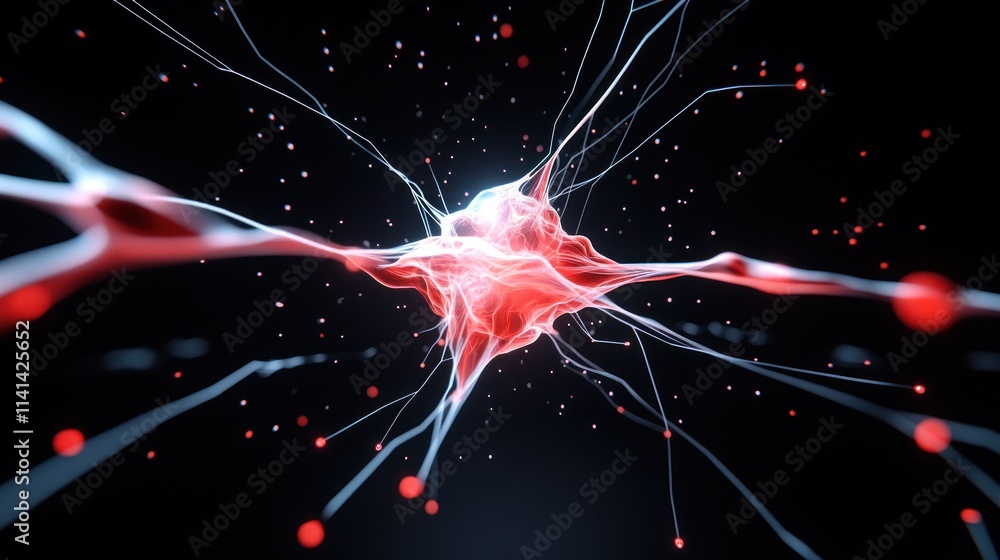 Aufkleber abstract depiction of interconnected neural pathways in vibrant colors.