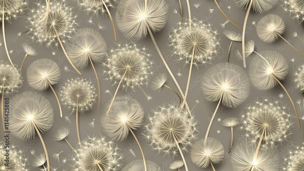 Poster dandelion vector seamless pattern in low light photography - modern stylish texture for design proje