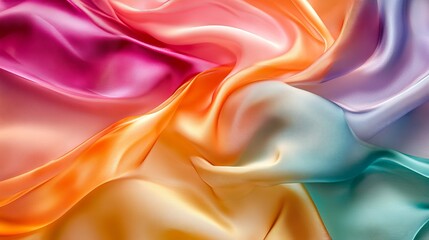 Obraz premium Soft silky colorful fabric with vibrant textures and flowing patterns