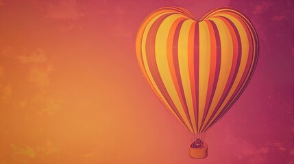 Obraz premium heart-shaped hot air balloon in a pink sunrise sky: perfect poster for romantic spaces or inspirational decor in your home or office