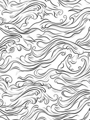 Seamless Pattern of Stylized Waves.
