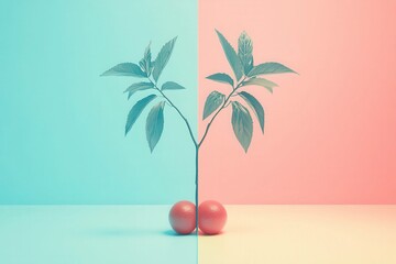 Obraz premium Unique Composition of Plant and Fruit Elements