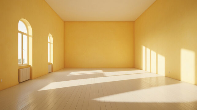 Yellow empty big room background