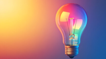 Creative Inspiration: Colorful Light Bulb Concept - Generated AI