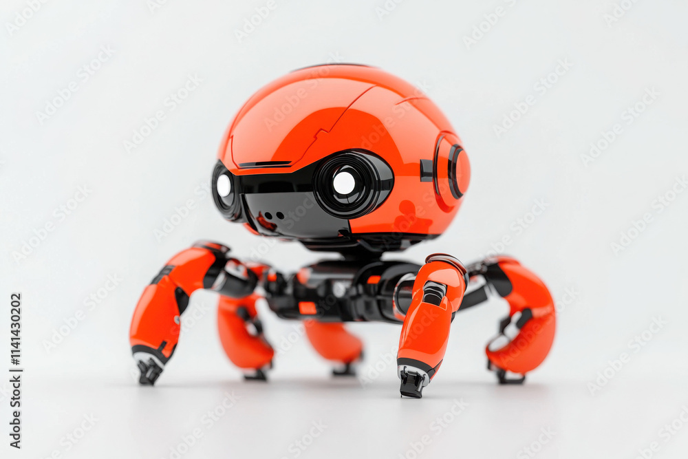 Poster colorful robot with a unique design showcasing modern technology.