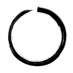 vector brush stroke circle of paint on white background. Ink hand drawn paint brush circle. Logo, label design element vector illustration. Black abstract circle.