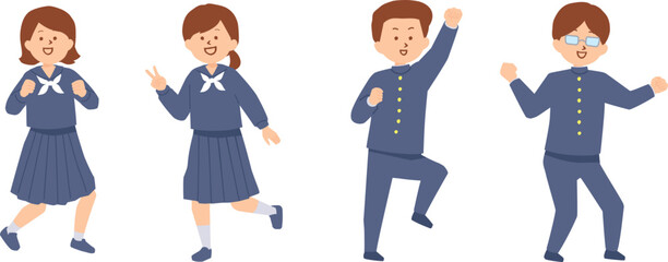 やる気に満ち溢れている学生たちのイラスト