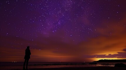 And purple stamy night Sky purple galactic background
