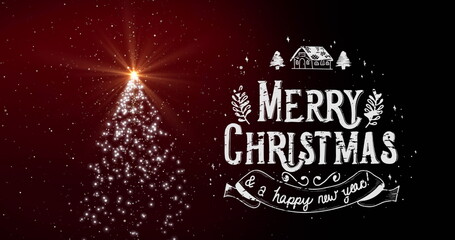 Image of christmas greetings text over christmas tree © vectorfusionart