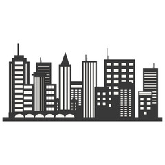 Obraz premium City Skyline Silhouette with Simple Building Design. Flat Vector Illustration