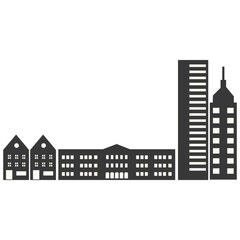 Obraz premium City Skyline Silhouette with Simple Building Design. Flat Vector Illustration