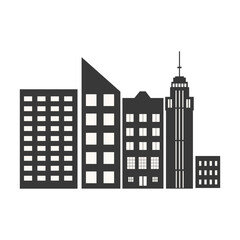 City Skyline Silhouette with Simple Building Design. Flat Vector Illustration