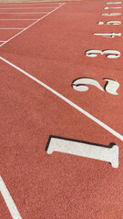 Numbered running race track with lanes