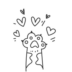 pet paw and heart love sign in doodle sketch cartoon icon © Gwens graphic studio