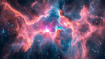 Cosmic Nebula in Vibrant Pink and Blue Hues