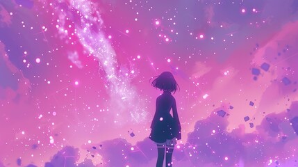 Obraz premium lphone wallpaper pink sky purple galactic background