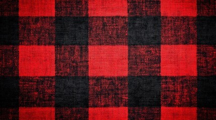 Fototapeta premium Red and Black Plaid Fabric Texture Background