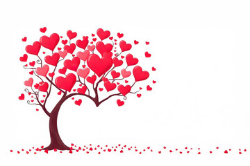 Obraz premium Heart-shaped tree with floating hearts romantic environment digital artwork inspirational concept