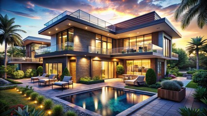 Luxury 3D Rendered Mockup of Real Estate Property for Realtors Ads, High-End Visuals, Stunning Interiors, Modern Architecture, Marketing Material, Real Estate Promotion, Property Showcase