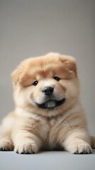 Adorable Chow Chow Puppy Portrait Against a Neutral Background. AI Generated