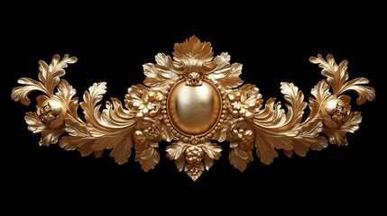 Obraz premium Ornate gilded decoration gleams elegantly on black background photo. AI Generated