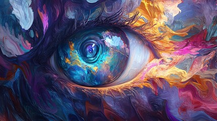 Naklejka premium Colorful Eye Digital Painting Fantasy-Inspired Artwork. AI Generated