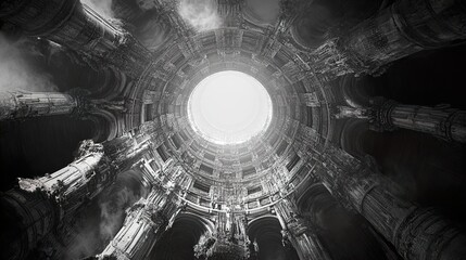 Monochrome Majesty: Exploring the Intricate Design of an Ancient Dome