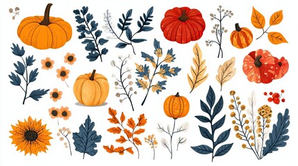 Fall Clipart: Autumn-themed fall clipart images featuring colorful leaves, pumpkins, and harvest items, ideal for seasonal design projects or fall-themed content.