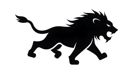 Obraz premium Powerful and Majestic Black Lion Silhouette Perfect for Graphic Design and Branding