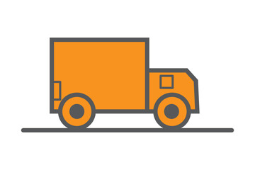 Fast truck icon. Quick shipping symbol. Express courier delivery service vector illustration. Cargo van pictogram.