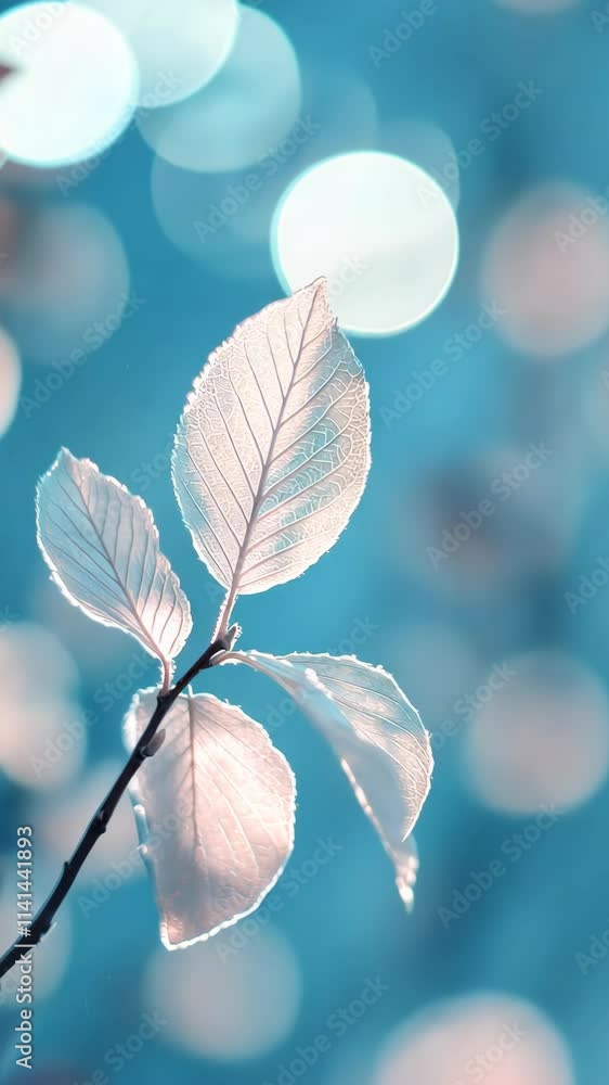 Poster delicate leaves illuminated by soft bokeh background on a serene day in nature