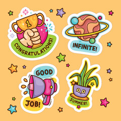 Sticker Text Balloon Hand Drawn Doodle Element Vector Collection 