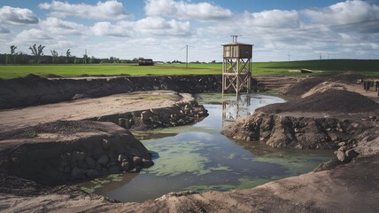 A groundwater pollution map showing areas of high contamination, affecting local drinking water