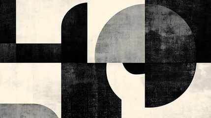 Abstract geometric black and white digital painting. AI Generated