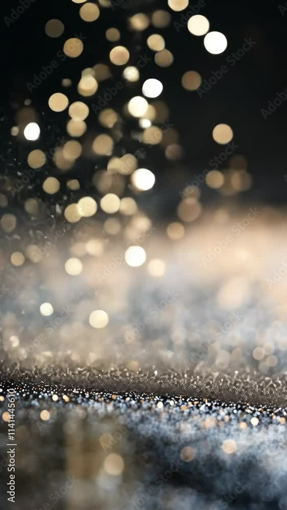 Poster sparkling dust particles floating in the air against a dark background creating an ethereal atmosphe