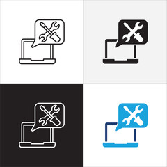 Customer service and support online application icon set. Help center and information hot line mail address icons. technical support mail contact signs. Vector stock illustration.