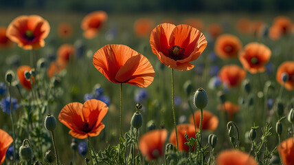Fototapeta premium field of red poppies