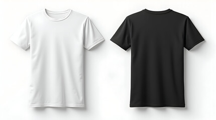 Stylish Display of Minimalist Fashion: Black and White T-Shirts on a Clean Background