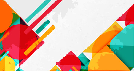 Squares, circles and triangles and grainy noisy texture. Vector Illustration For Wallpaper, Banner, Background, Card, Book Illustration, landing page