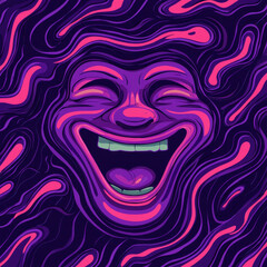 Vibrant abstract art of laughing face with swirling patterns