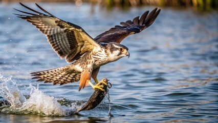 Fototapeta premium Osprey Bird Catching Fish from Water