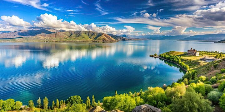 Beautiful landscape of Lake Sevan in Armenia, Lake Sevan, Armenia, stunning, water, reflection, mountains, Caucasus, travel