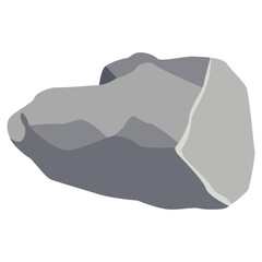 Rock Stone Illustration in Grey Color Design. Isolated on White Background.