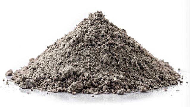 Pile of bottom ash isolated on background, bottom ash, coal residue