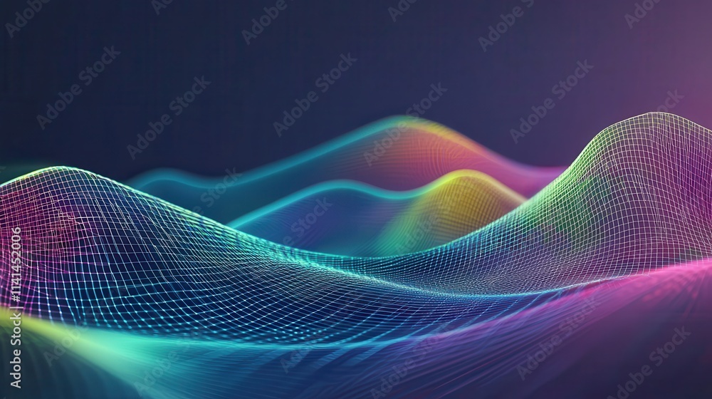 Aufkleber abstract digital waves in vibrant colors and patterns.