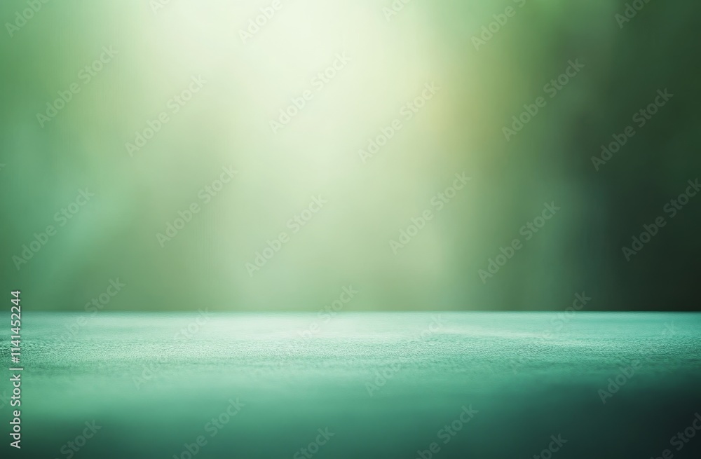 Poster green blurred background with empty surface.